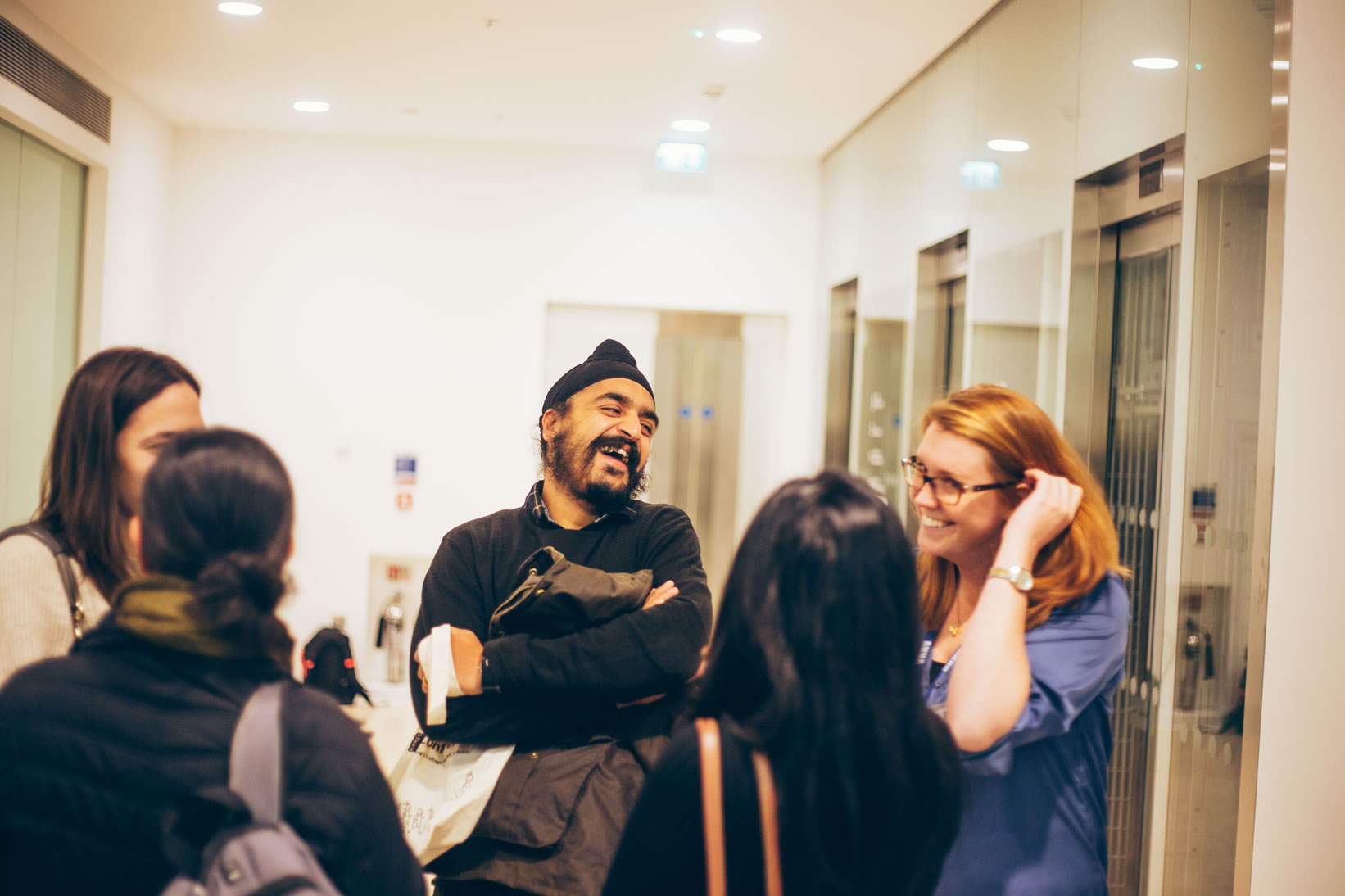 Conference delegates connecting between sessions